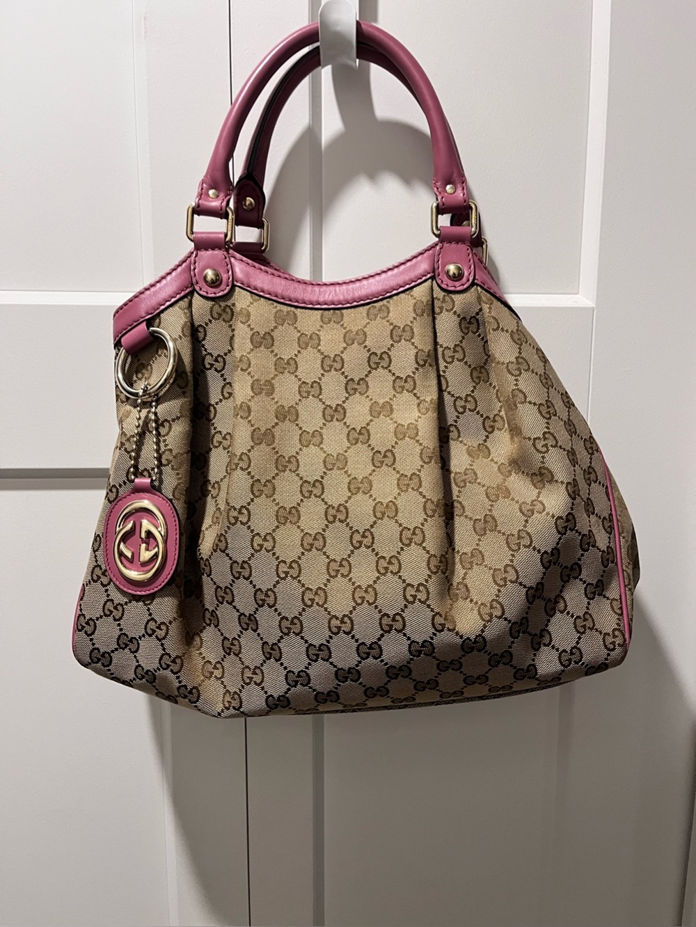 GUCCI SUKEY GG CANVAS/LEATHER TOTE